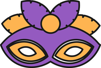 Poster -  Carnival Mask Icon In Purple And Orange Color.