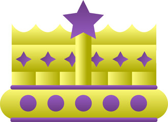 Sticker - Crown Icon In Purple And Green Color.