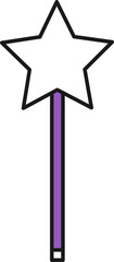 Sticker - Magic Wand Icon In White And Purple Color.