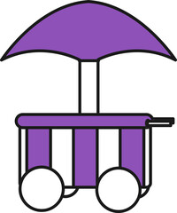 Sticker - Food Stall Icon In White And Purple Color.