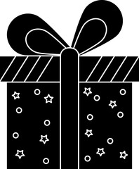 Sticker - Gift Box Icon or Symbol in B&W Color.