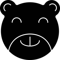 Poster - B&W Color Teddy Bear Face Icon.