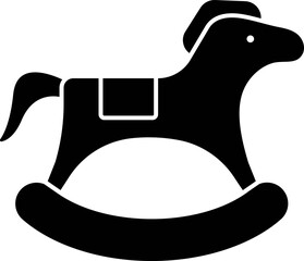 Canvas Print - Rocking Horse Icon In B&W Color.