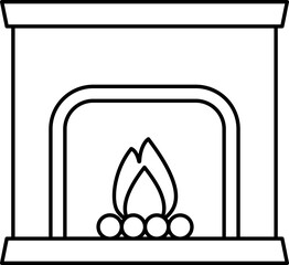 Sticker - Chimney Or Fireplace Icon In Black Line Art.