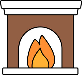 Canvas Print - Vector Illustration of Fireplace Or Chimney In Brown And White Color.