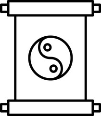 Sticker - Scroll Yin Yang Symbol Letter Icon In Thin Line.