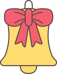 Sticker - Jingle Bell Icon In Red And Yellow Color.