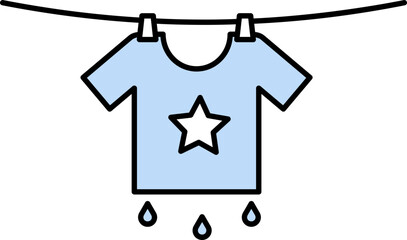 Wall Mural - Hanging Wet T-Shirt Icon in Blue Color.