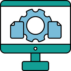 Poster - Setting File in Desktop Screen Teal and White Color Icon.