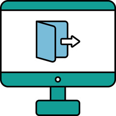 Poster - Arrow with Folder Symbol in Desktop Screen Teal and White Color Icon.