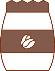 Canvas Print - Coffee Bag Icon In Brown And White Color.