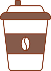 Sticker - Disposable Coffee Cup Icon In Brown And White Color.