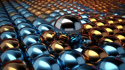 Poster - Abstract background with 3d Metallic spheres. 3D illustration of balls textured. Modern cover concept. Decoration element for banner design. Generative AI