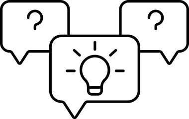 Poster - Chat Question Mark With Idea Chatting Icon In Black Line Art.