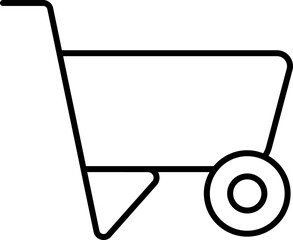 Sticker - Wheelbarrow Icon In Black Outline.