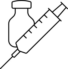 Poster - Vaccine Bottle With Syringe Icon In Linear Style.