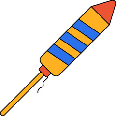 Sticker - Isolated Firework Rocket Icon In Multicolor.