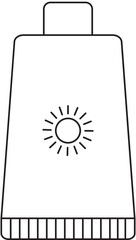 Sticker - Vector Illustration of Sunscreen Tube in Thin Line Art.