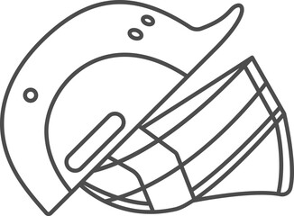 Poster - Cricket Helmet Icon In Black Line Art.