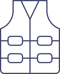 Wall Mural - Blue Line Art Vest Icon In Flat Style.