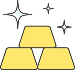 Sticker - Gold Stack Icon Or Symbol In Yellow Color.