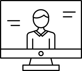 Sticker - User Profile Or Account Screen Icon In Black Line Art.