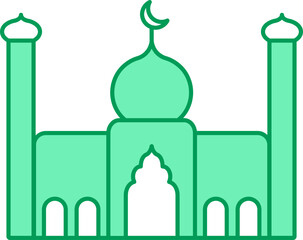 Poster - Mosque Icon In Green And White Color.