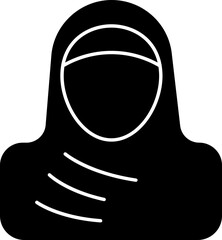 Islamic Woman Icon In B&W Color.