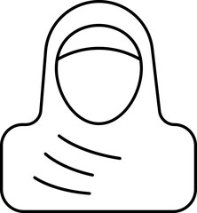 Sticker - Islamic Woman Icon In Black Line Art.