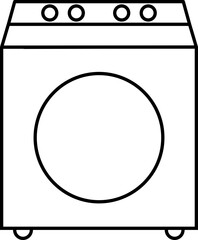 Poster - Washing Machine Icon In Black Outline.