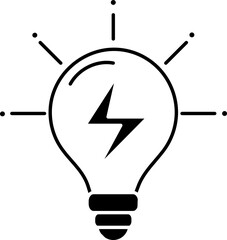 Poster - Electric Bulb Icon In Glyph Style.