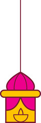 Canvas Print - Flat Stle Hanging Lantern Element In Pink And Yellow Color.