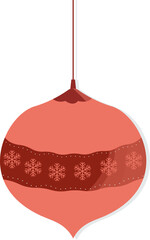 Canvas Print - Hanging Bauble Element In Red Color.