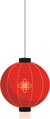 Poster - Hanging Chinese Lantern Element In Red Color.