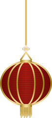 Poster - Hanging Chinese Lantern Element In Red And Golden Color.