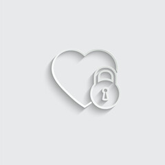Wall Mural - heart with lock icon vector protection love sign
