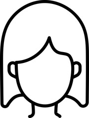 Poster - Line Art Illustration of Girl Face with Open Hair icon.