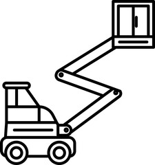 Wall Mural - Boom Lift Icon Or Symbol In Thin Line Art.