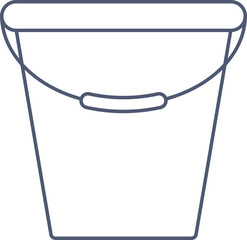 Poster - Bucket Icon In Blue Outline Style.