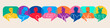© Stranger Man - Interactive speech bubbles communication  concept teamwork and connection. Colorful vector illustration