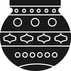 Illustration Of Mud Or Clay Pot In B&W Color.