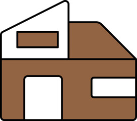 Sticker - Isolated Home Icon In Brown And White Color.