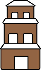 Sticker - Three Storey Home Icon In Brown And White Color.