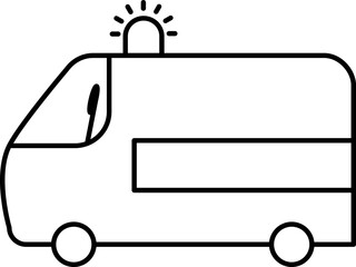 Canvas Print - Black Line Art Ambulance Icon in Flat Style.