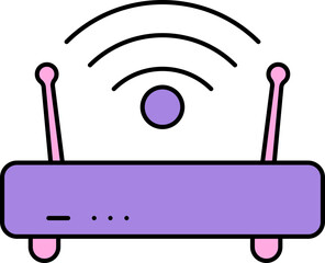 Sticker - Illustration Of Router Icon In Pink And Purple Color.