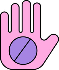 No Hands Icon Or Symbol In Pink And Purple Color.