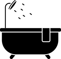 Sticker - Isolated Bathtub Icon In Black And White Color.