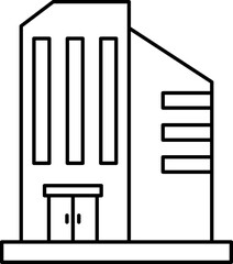 Wall Mural - Black Line Art Building Icon In Flat Style.