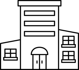 Wall Mural - Building Or Hotel Icon In Black Line Art.