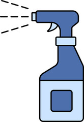 Sticker - Spray Bottle With Mist Icon In Blue Color.